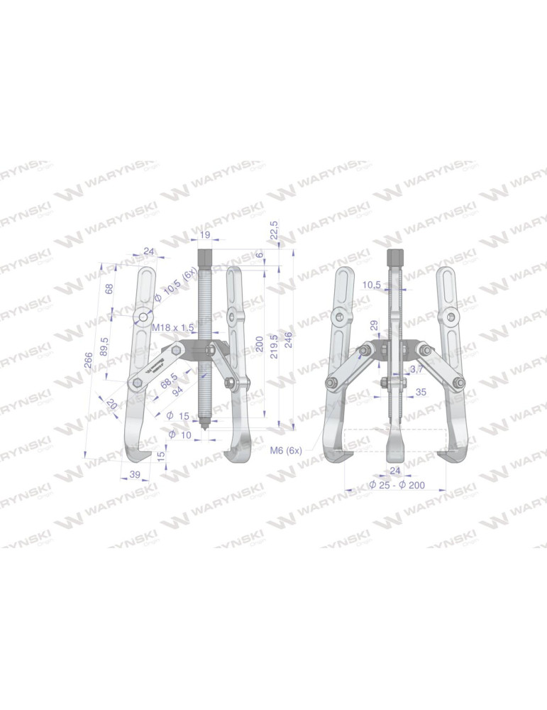 ŚCIĄGACZ 3-RAMIENNY 25-200MM WMB010
Ściągacz do łożysk trójramienny 25-200 Waryński
Indeks WMB010