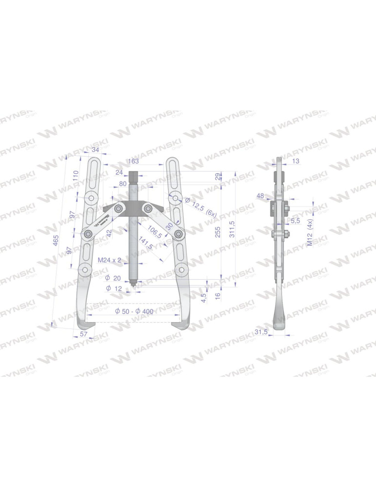 ŚCIĄGACZ 2-RAM.PROSTY 50-500 WMB006
Ściągacz do łożysk dwuramienny 50-500 Waryński
Indeks WMB006