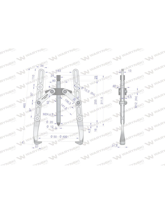 ŚCIĄGACZ 2-RAM.PROSTY 50-500 WMB006
Ściągacz do łożysk dwuramienny 50-500 Waryński
Indeks WMB006