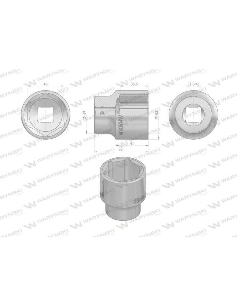NASADKA SZEŚCIOKĄTNA 3/4" 46MM
WMN265