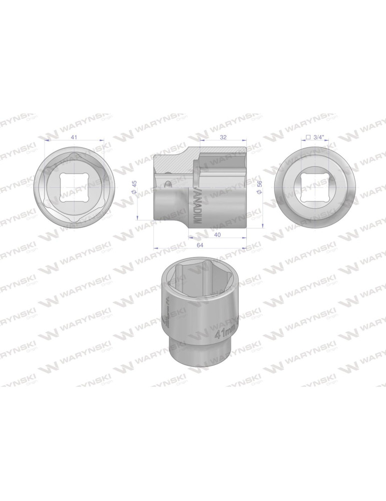 NASADKA SZEŚCIOKĄTNA 3/4" 41MM
WMN263
