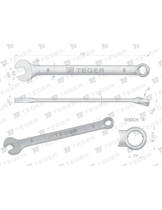 KLUCZ PŁASKO-OCZKOWY 6MM TEGER
Indeks T-W-NWKPO6
Klucz płasko-oczkowy 6 mm / TEGER
