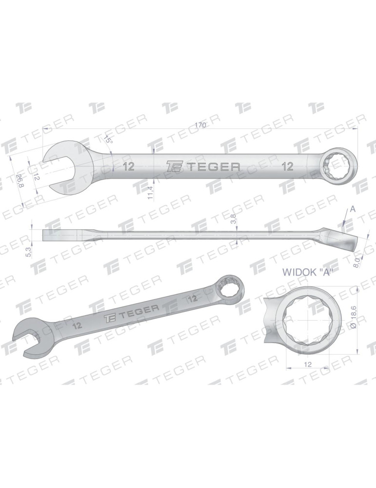 KLUCZ PŁASKO-OCZKOWY 12MM TEGER
Indeks T-W-NWKPO12
Klucz płasko-oczkowy 12 mm / TEGER
