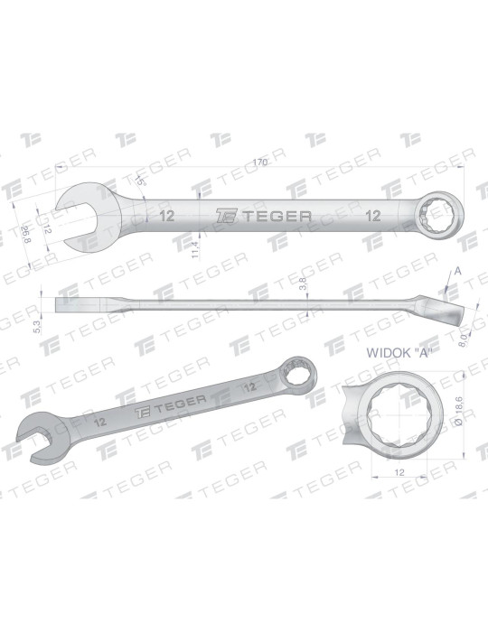 KLUCZ PŁASKO-OCZKOWY 12MM TEGER
Indeks T-W-NWKPO12
Klucz płasko-oczkowy 12 mm / TEGER
