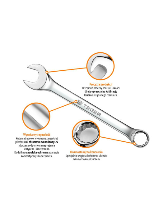 KLUCZ PŁASKO-OCZKOWY 13MM TEGER
Indeks T-W-NWKPO13
Klucz płasko-oczkowy 13 mm / TEGER
