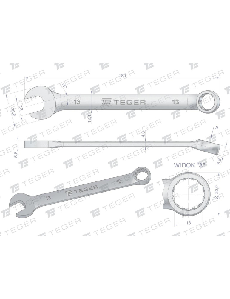 KLUCZ PŁASKO-OCZKOWY 13MM TEGER
Indeks T-W-NWKPO13
Klucz płasko-oczkowy 13 mm / TEGER
