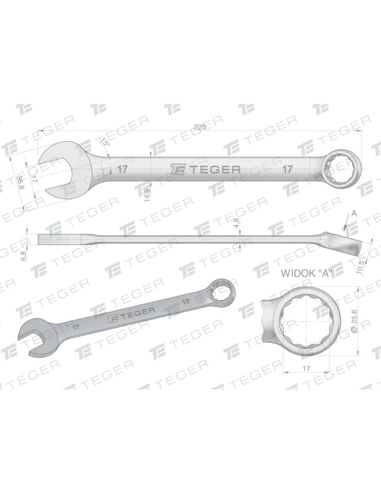 KLUCZ PŁASKO-OCZKOWY 17MM TEGER
Indeks T-W-NWKPO17
Klucz płasko-oczkowy 17 mm / TEGER
