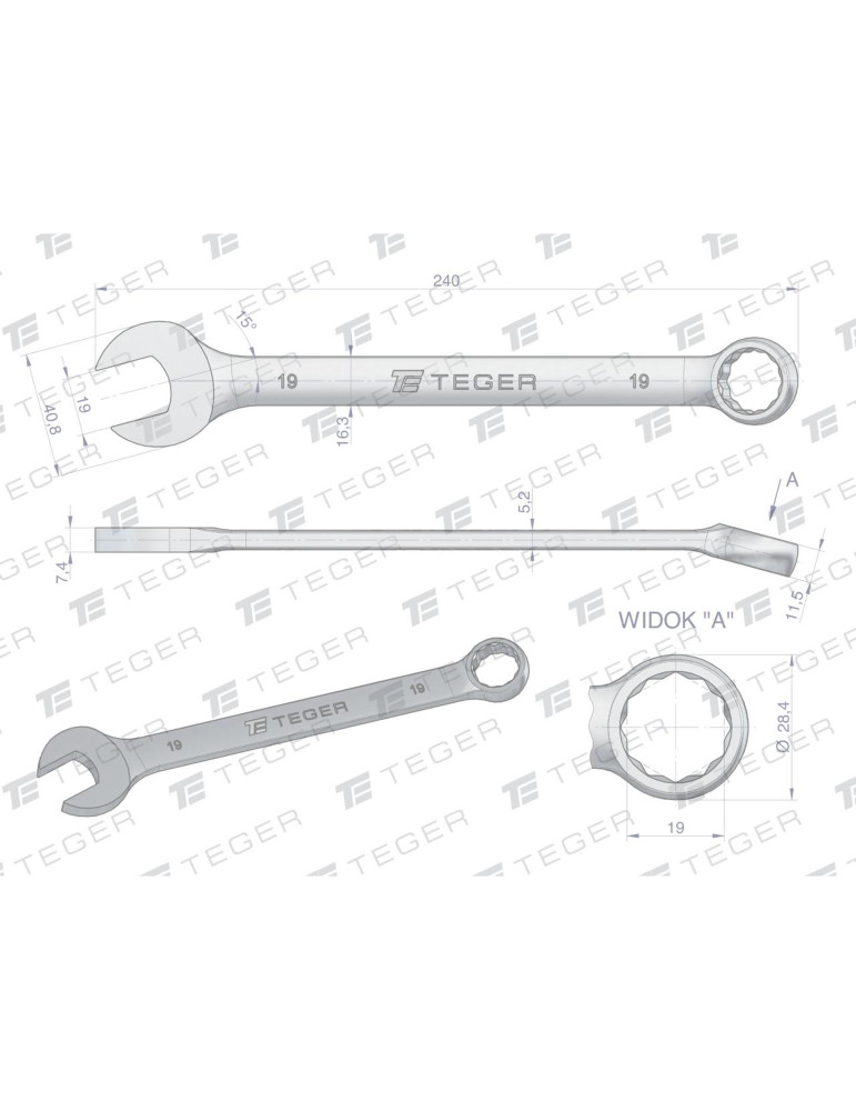 KLUCZ PŁASKO-OCZKOWY 19MM TEGER
Indeks T-W-NWKPO19
Klucz płasko-oczkowy 19 mm / TEGER
