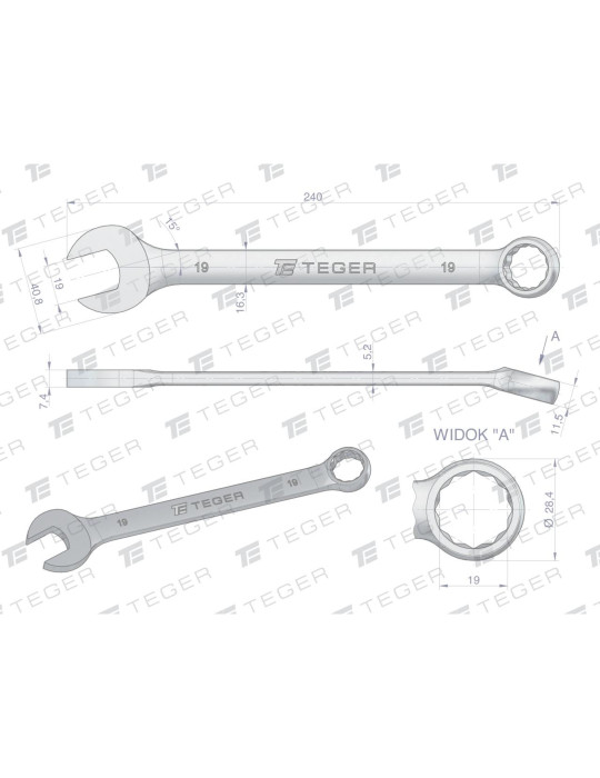 KLUCZ PŁASKO-OCZKOWY 19MM TEGER
Indeks T-W-NWKPO19
Klucz płasko-oczkowy 19 mm / TEGER
