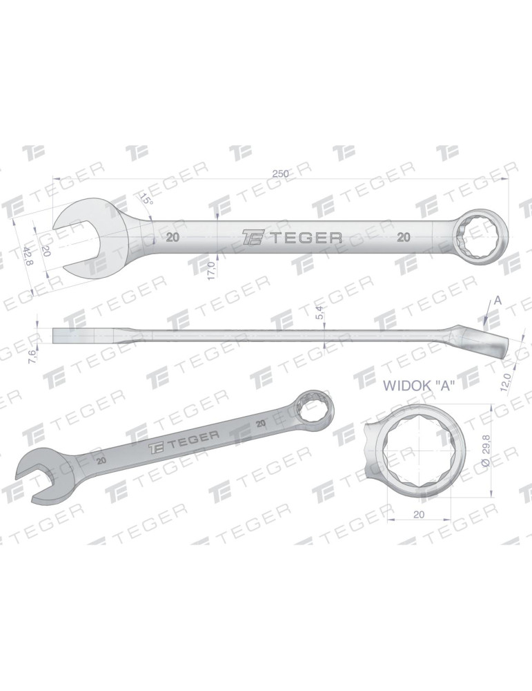 KLUCZ PŁASKO-OCZKOWY 20MM TEGER
Indeks T-W-NWKPO20
Klucz płasko-oczkowy 20 mm / TEGER
