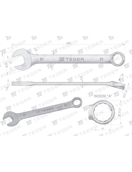 KLUCZ PŁASKO-OCZKOWY 21MM TEGER
Indeks T-W-NWKPO21
Klucz płasko-oczkowy 21 mm / TEGER
