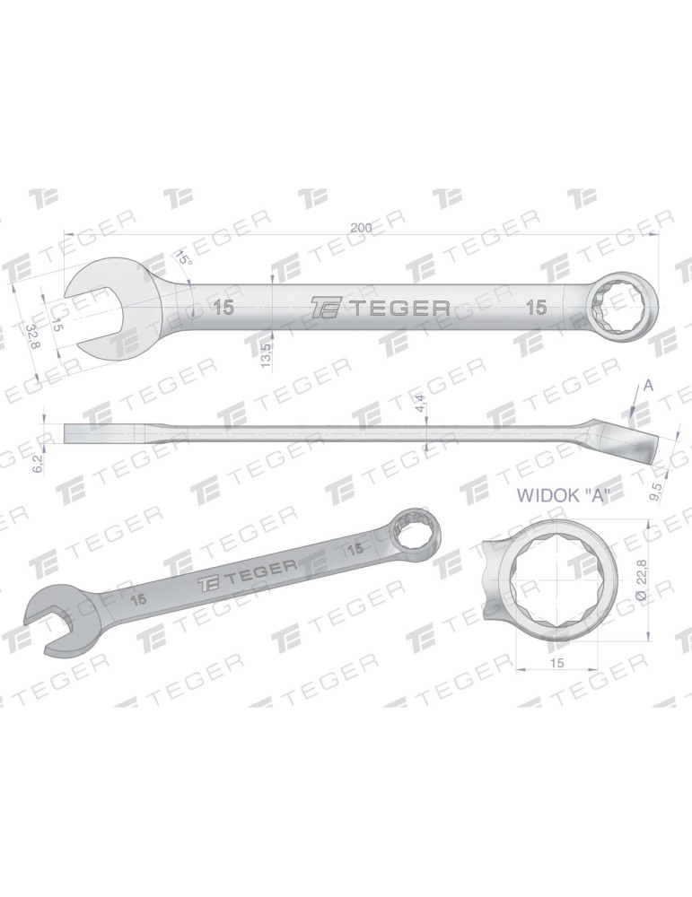 KLUCZ PŁASKO-OCZKOWY 15MM TEGER
Indeks T-W-NWKPO15
Klucz płasko-oczkowy 15 mm / TEGER
