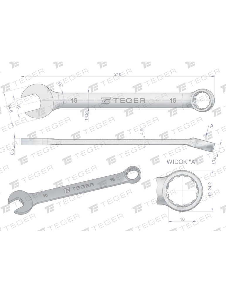 KLUCZ PŁASKO-OCZKOWY 16MM TEGER
Indeks T-W-NWKPO16
Klucz płasko-oczkowy 16 mm / TEGER
