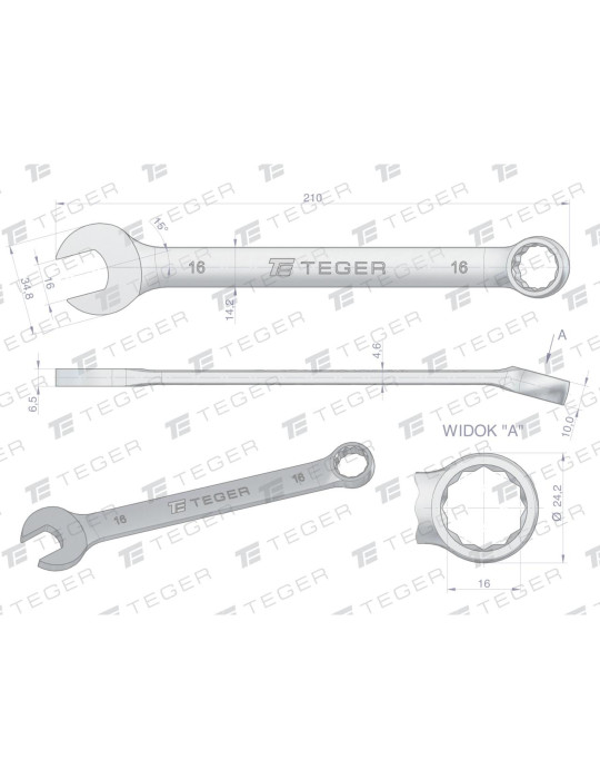 KLUCZ PŁASKO-OCZKOWY 16MM TEGER
Indeks T-W-NWKPO16
Klucz płasko-oczkowy 16 mm / TEGER
