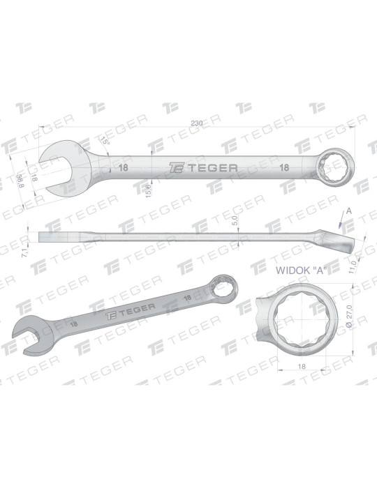 KLUCZ PŁASKO-OCZKOWY 18MM TEGER
Indeks T-W-NWKPO18
Klucz płasko-oczkowy 18 mm / TEGER

