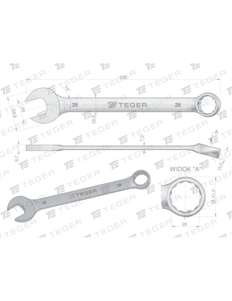KLUCZ PŁASKO-OCZKOWY 28MM TEGER
Indeks T-W-NWKPO28
Klucz płasko-oczkowy 28 mm / TEGER
