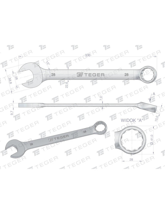 KLUCZ PŁASKO-OCZKOWY 28MM TEGER
Indeks T-W-NWKPO28
Klucz płasko-oczkowy 28 mm / TEGER
