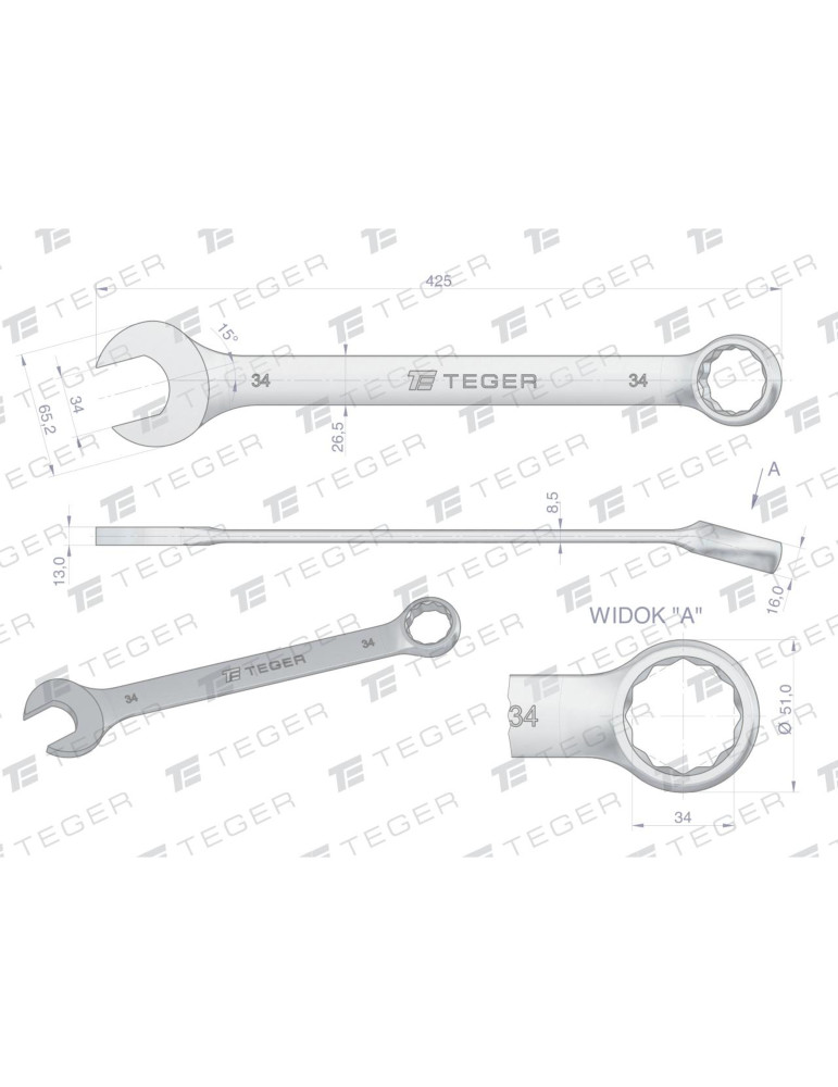KLUCZ PŁASKO-OCZKOWY 34MM TEGER
Indeks T-W-NWKPO34
Klucz płasko-oczkowy 34 mm / TEGER
