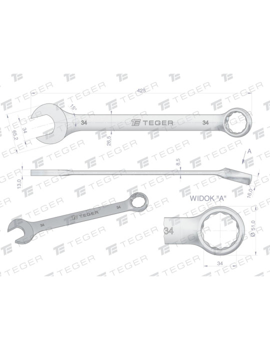 KLUCZ PŁASKO-OCZKOWY 34MM TEGER
Indeks T-W-NWKPO34
Klucz płasko-oczkowy 34 mm / TEGER
