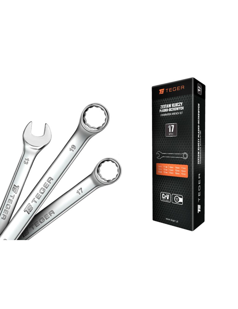ZESTAW KLUCZY PŁASKOOCZ. TEGER 6-32  17szt.
Zestaw kluczy płasko-oczkowych 17 szt / TEGER
Indeks T-W-NWZKPO17
