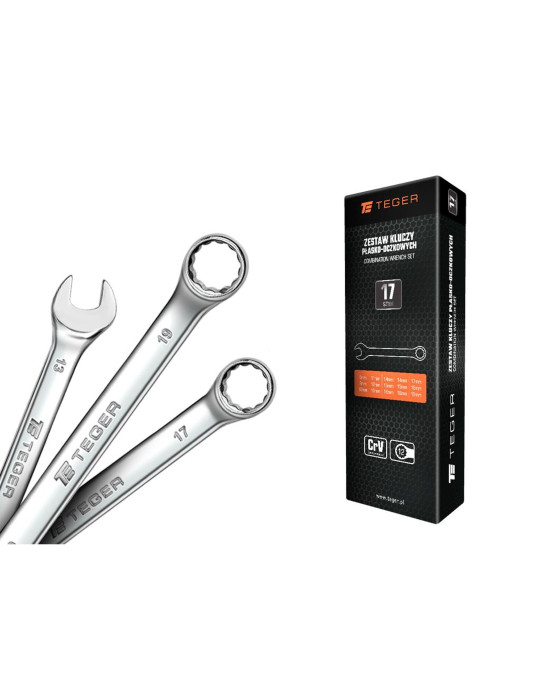 ZESTAW KLUCZY PŁASKOOCZ. TEGER 6-32  17szt.
Zestaw kluczy płasko-oczkowych 17 szt / TEGER
Indeks T-W-NWZKPO17
