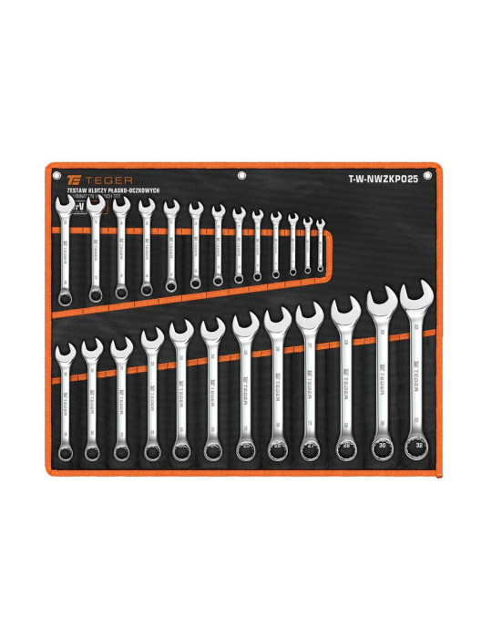 ZESTAW KLUCZY PŁASKOOCZ.TEGER 25SZT 6-32mm
Zestaw kluczy płasko-oczkowych 25 szt / TEGER
Indeks T-W-NWZKPO25