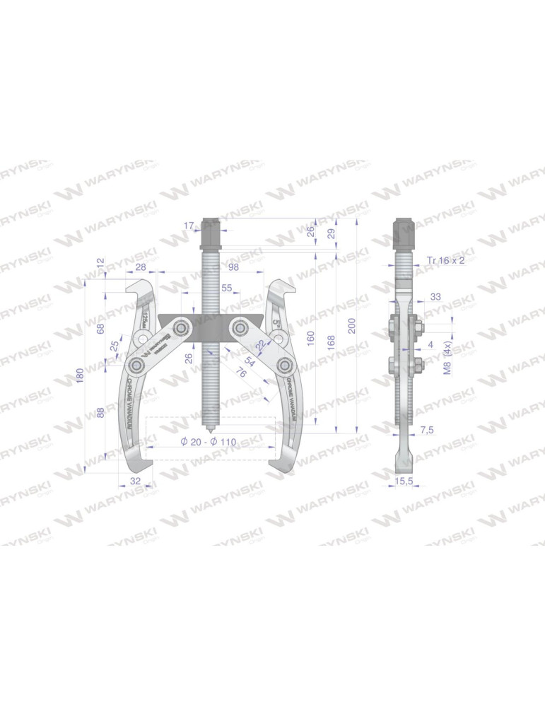 ŚCIĄGACZ 2-RAM.20-127 TYP S WMB022
Ściągacz do łożysk dwuramienny typ S 20-127 Waryński
Indeks WMB022