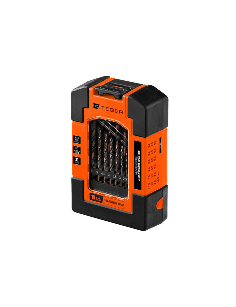 ZESTAW WIERTEŁ HSS 
METAL HSS-PRO 19SZT 
Zestaw wierteł do metalu - HSS PRO (DIN 338) (19 SZT.) / TEGER
Indeks T-W-NWWDM-KPL02