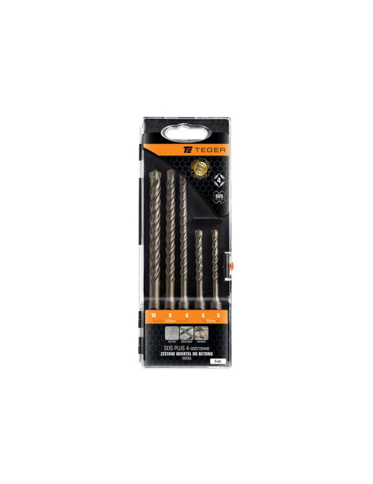 ZESTAW WIERTEŁ DO BETONU WIDIA SDS
Zestaw wierteł do betonu - widia SDS PLUS 4-ostrzowe (5 SZT.) / TEGER
Indeks T-W-NWWDB-KPL02