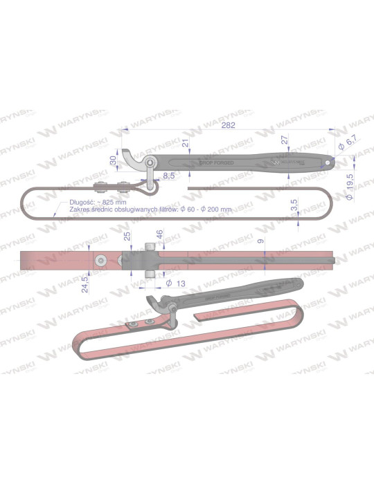 KLUCZ DO FILTRÓW PASEK DUŻY WMK164
WMK164 do 200mm
