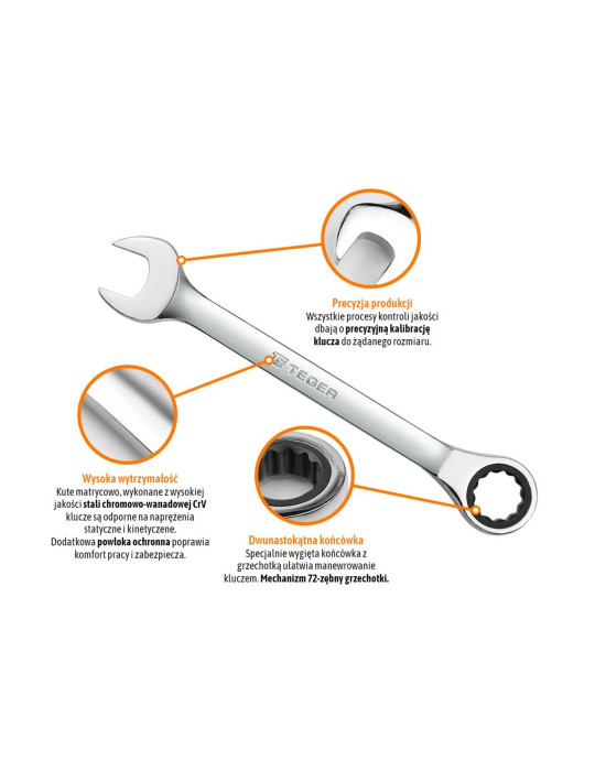 KLUCZ PŁASKO-OCZ 13 GRZECH TEGER
Klucz płasko-oczkowy z grzechotką 13mm / TEGER
Indeks T-W-NWKPOG13