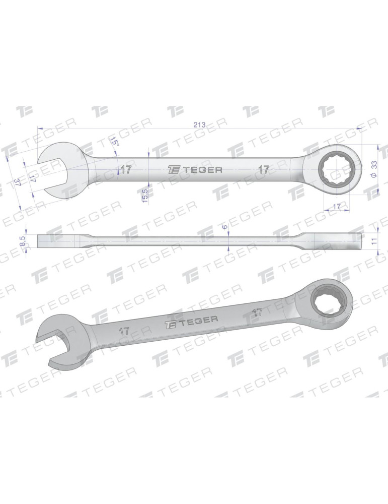KLUCZ PŁASKO-OCZ 17 GRZECH TEGER
Klucz płasko-oczkowy z grzechotką 17mm / TEGER
Indeks T-W-NWKPOG17