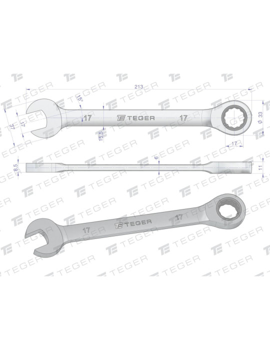 KLUCZ PŁASKO-OCZ 17 GRZECH TEGER
Klucz płasko-oczkowy z grzechotką 17mm / TEGER
Indeks T-W-NWKPOG17