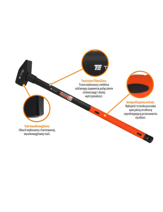 MŁOTEK ŚLUSARSKI 3000 G TEGER
Młot ślusarski z trzonkiem fiberglass 3000 g / TEGER
Indeks T-W-MSF-3000