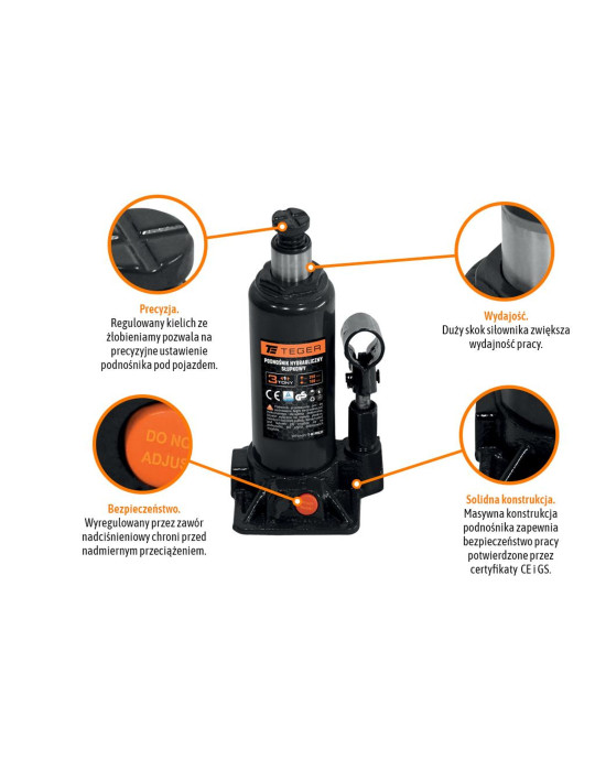 PODNOŚNIK HYDR. 3T TEGER ETUI
Indeks T-W-PHS3T
Podnośnik hydrauliczny - słupkowy, 3T, Teger
