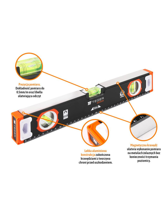 POZIOMICA ALUMINIOWA 40CM TEGER
Poziomnica aluminiowa/magnetyczna 40 cm Extreme / TEGER
Indeks T-NB-POZ-40
