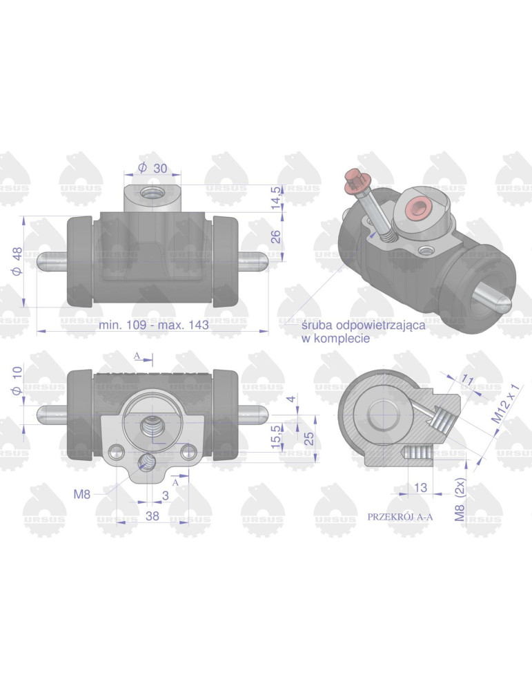 CYLINDEREKHAMULCOWY C-360 URSUS
Cylinderek hamulcowy 952620 C-360 ORYGINAŁ URSUS
Indeks 50526200U
