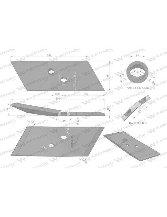 DŁUTO 94609 OVERUM Lewe
 WARYŃSKI rozstaw otworów 50mm
