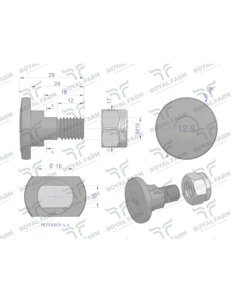 ŚRUBA NOŻYKA Z NAKRĘTKĄ M10X29 FI18
Indeks RF-77088

Śruba nożyka kpl. M10x29 ROYAL FARM (sprzedawane po 10)
