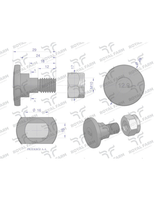 ŚRUBA NOŻYKA Z NAKRĘTKĄ M10X29 FI18
Indeks RF-77088

Śruba nożyka kpl. M10x29 ROYAL FARM (sprzedawane po 10)
