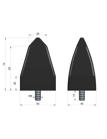 RESOR GUMOWY ŚRUBA M8 73MM TRÓJKĄT
	RM-2806151009
 2