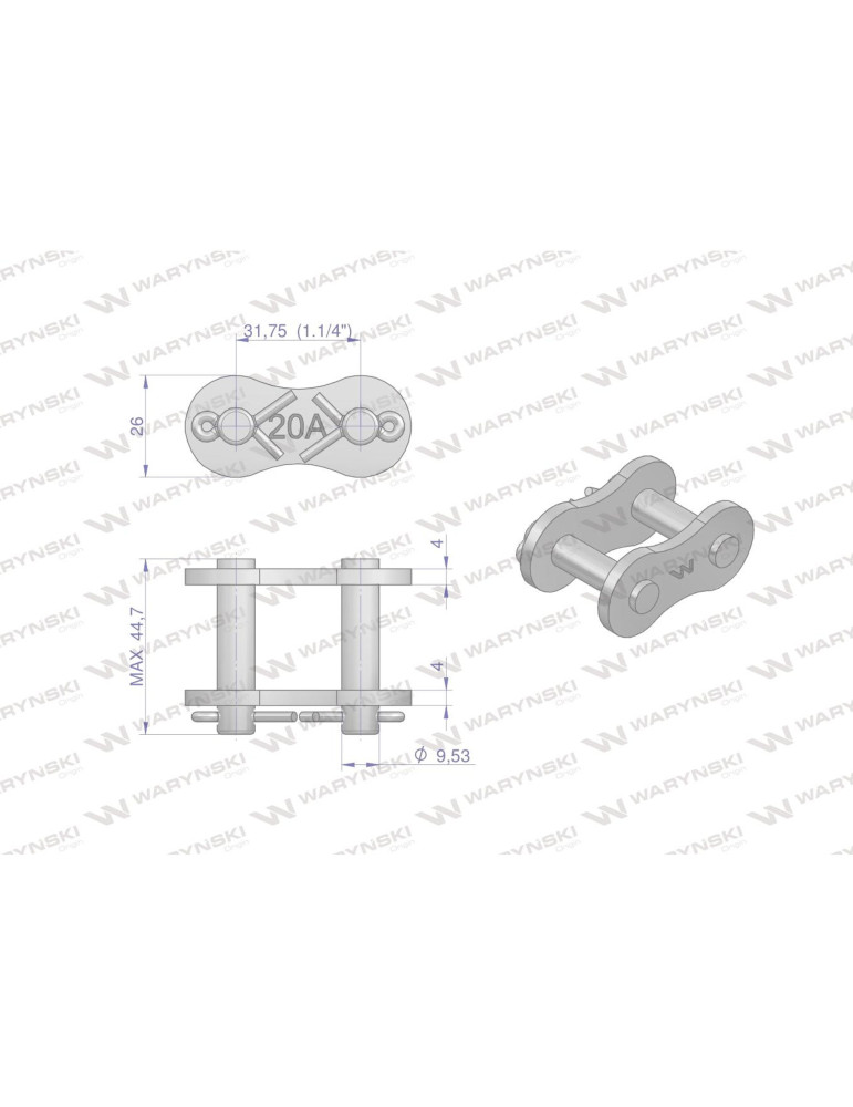 ZAMEK 20A-1 ŁAŃ 
W-Z20A1
Zamek łańcucha wzmocniony Z20A-1 ANSI A 100 (R1 1.1/4) Waryński ( sprzedawane po 5 )
