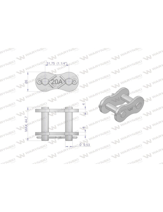 ZAMEK 20A-1 ŁAŃ 
W-Z20A1
Zamek łańcucha wzmocniony Z20A-1 ANSI A 100 (R1 1.1/4) Waryński ( sprzedawane po 5 )
