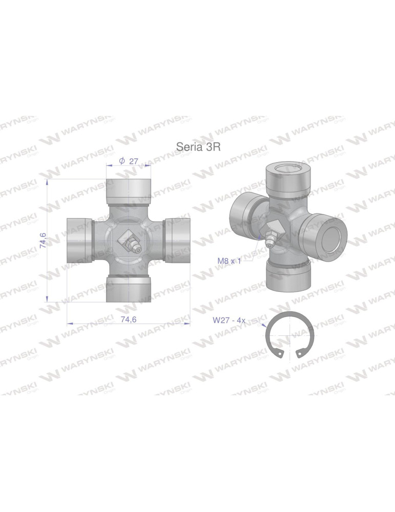 KRZYŻAK 27X74,6 WARYŃSKI
seria wałów 4  W219401 WR219301
