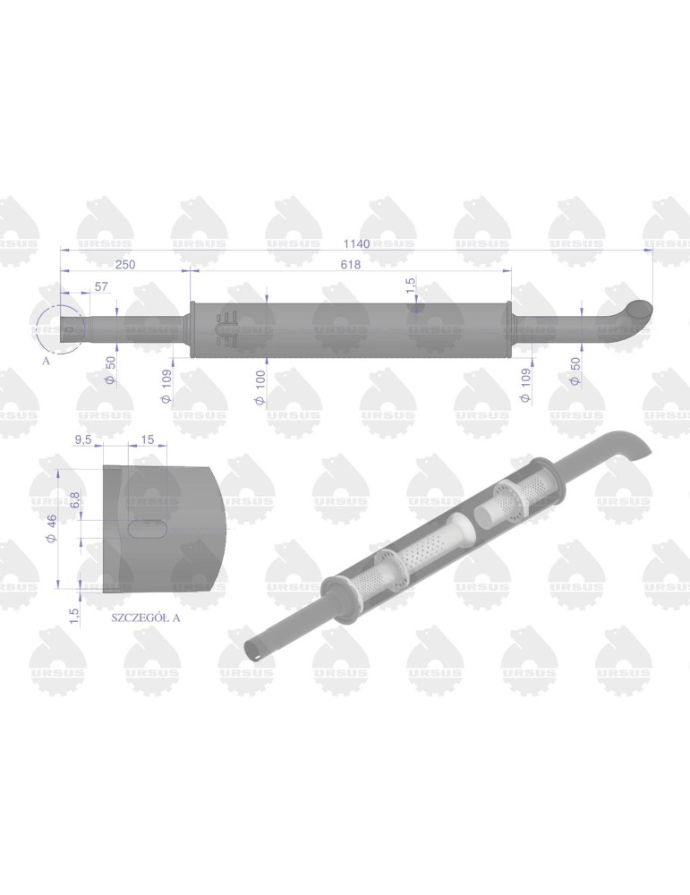 TŁUMIK C-360 OKRĄGŁY URSUS OEM 1140mm
5kg  42102070U
