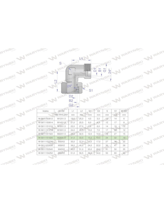 KOLANO AB 26/26
W-5811151826

M26x1,5(16L)