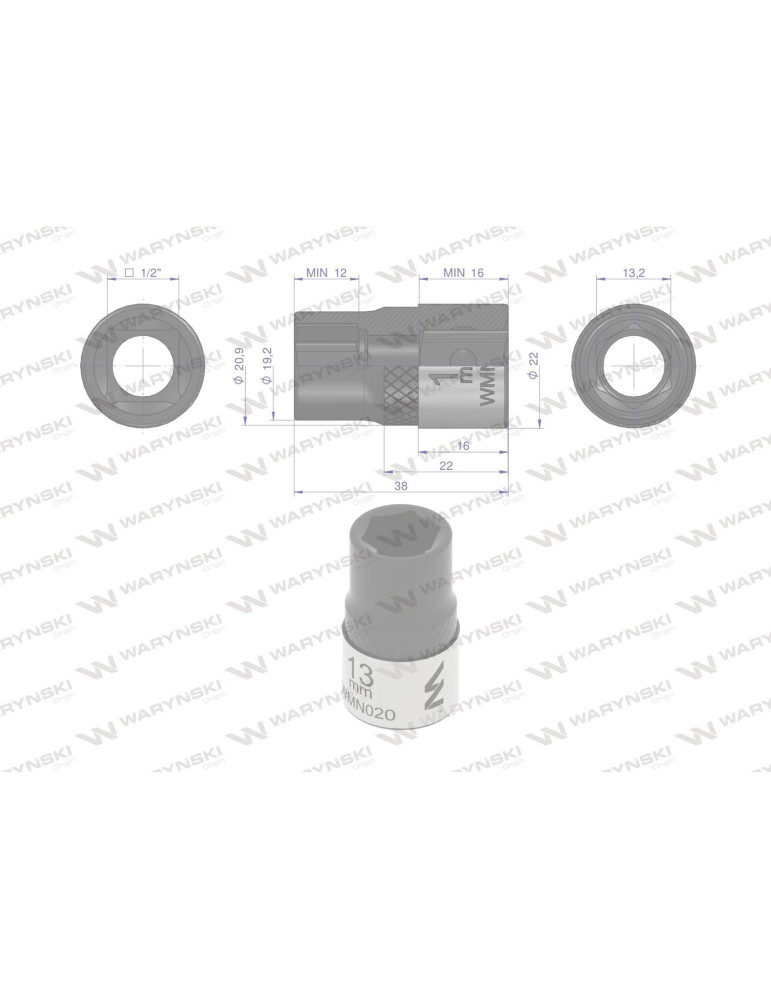 NASADKA SZEŚCIOKĄTNA 1/2"13MM Waryński
WMN020