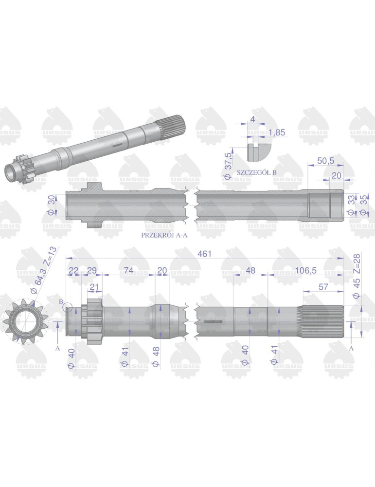 Wałek 50819030
sprzęgłowy przekaźnika 3p
