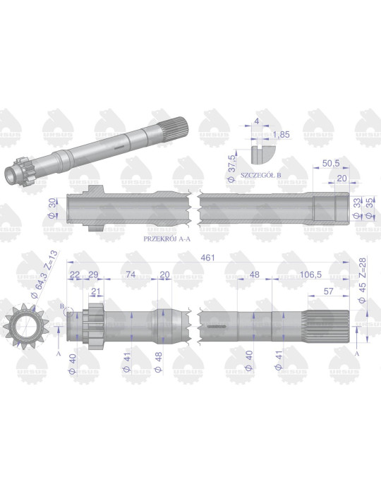 Wałek 50819030
sprzęgłowy przekaźnika 3p
