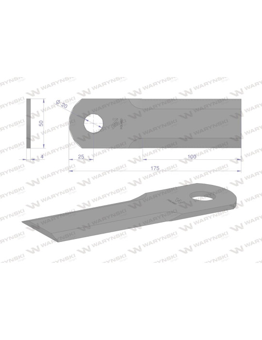 Nóż R-5
175x50x4 otwór 20mm
ostrze 5040999940 Płock fi 20
5110700010 ruchomy
WKZR175X50X4

